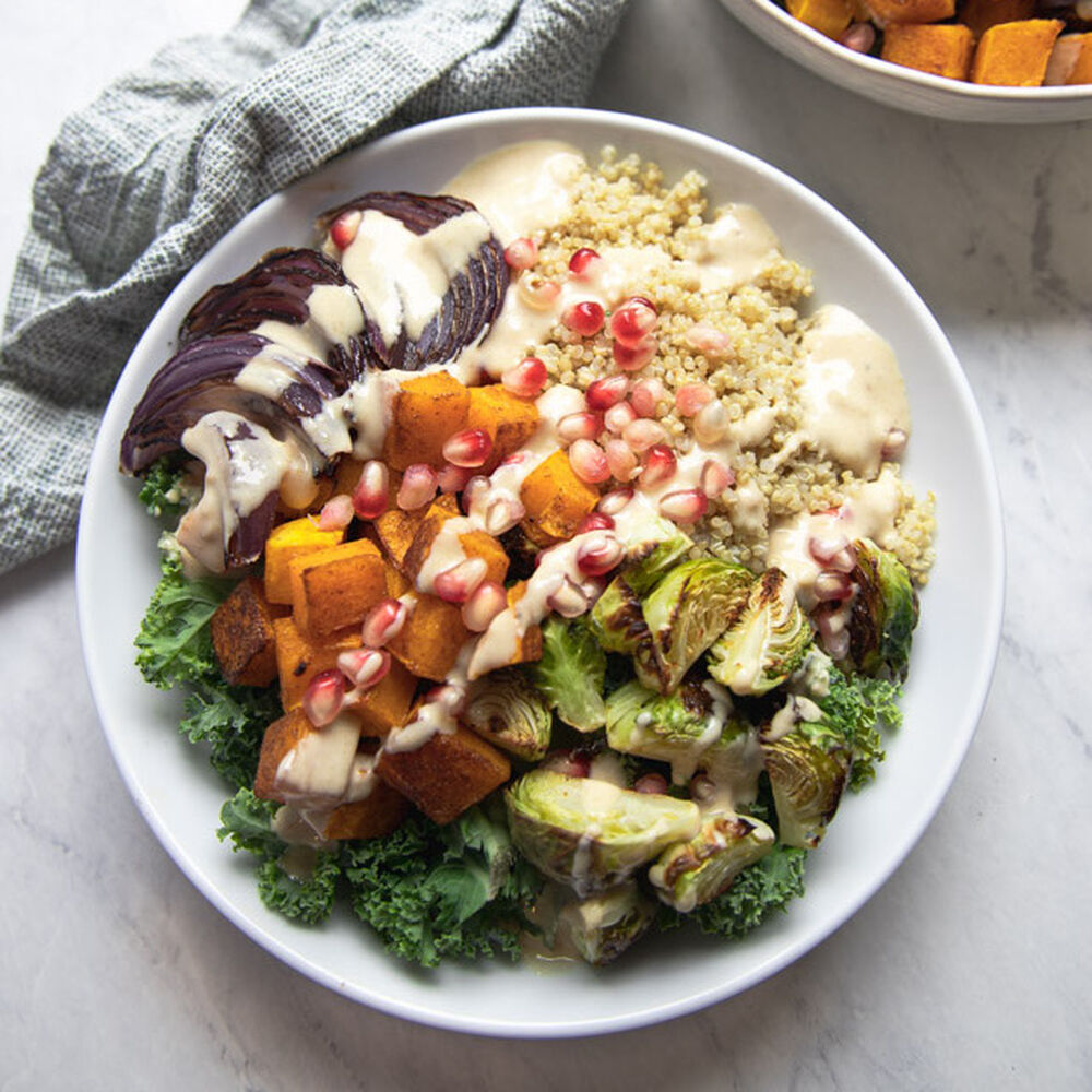 Vegan Quinoa Bowls with Maple Tahini Dressing Recipe The Feedfeed