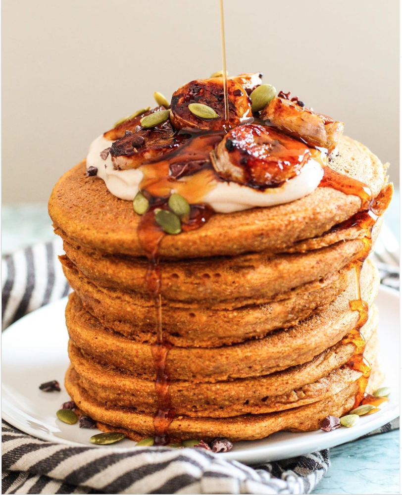 Pumpkin Pancakes with Mushroom Sauce