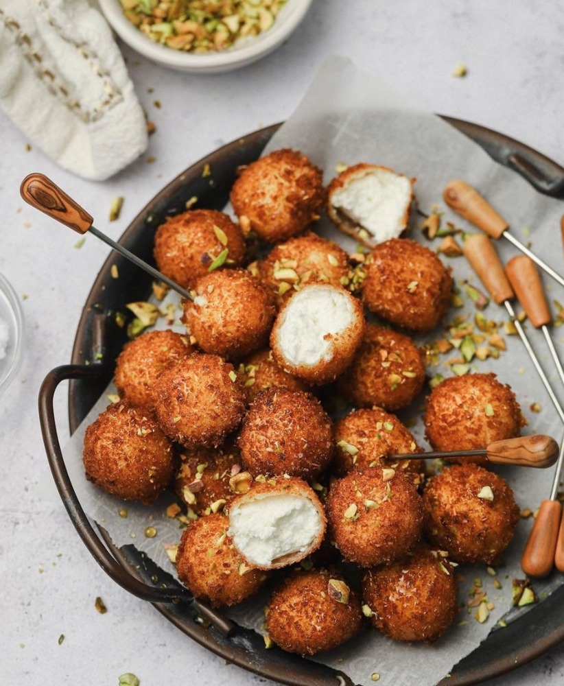 Goat Cheese Croquettes with Truffle Honey and Pistachios Recipe The