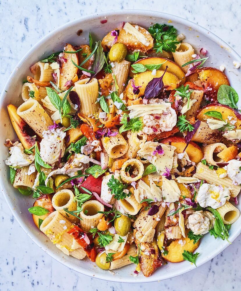 Grilled Peach Pasta Salad Recipe The Feedfeed