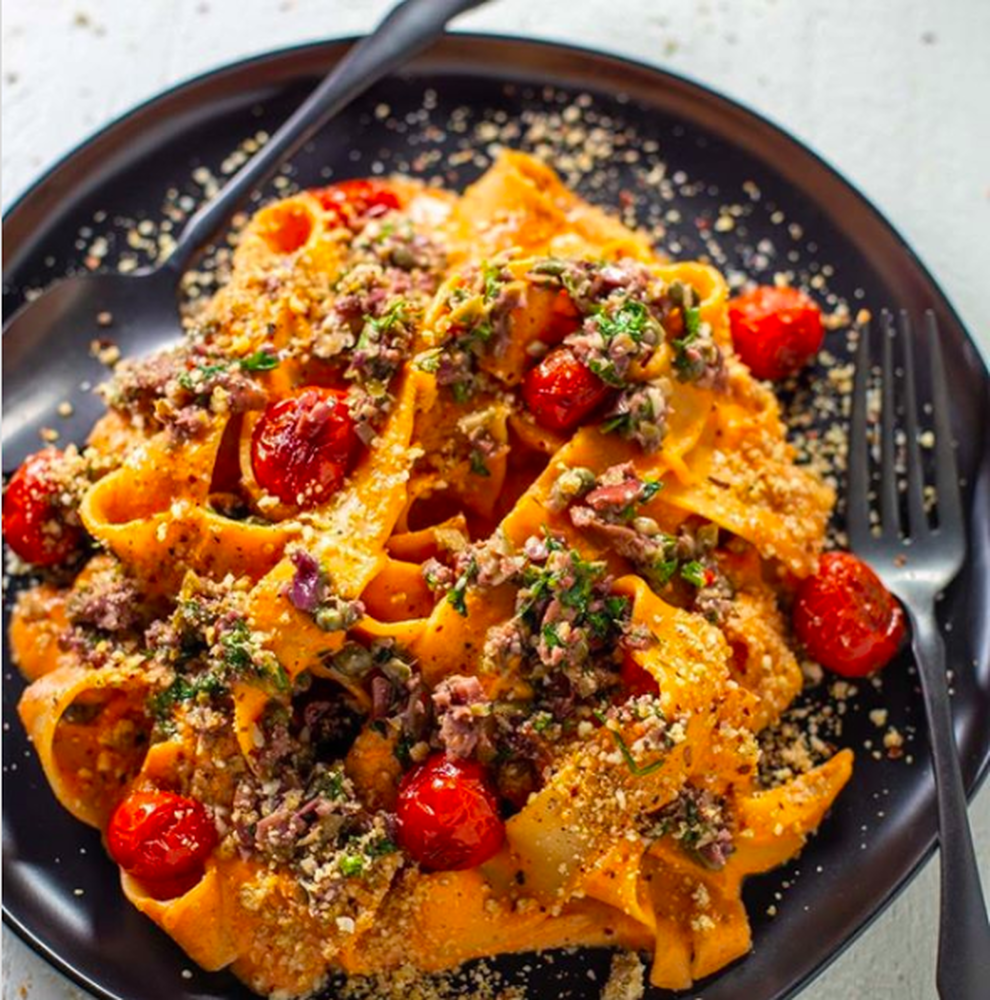 Roasted Red Pepper Pappardelle Recipe | The Feedfeed