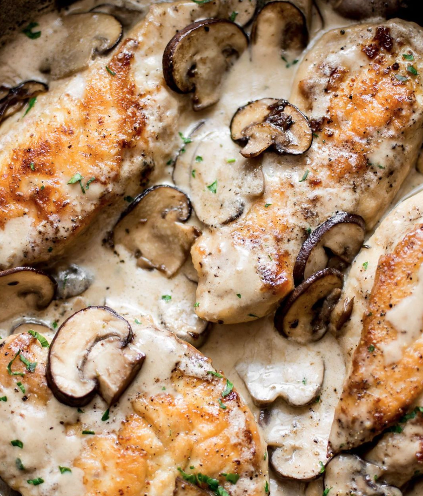 Creamy Pan Fried Chicken and Mushrooms Recipe | The Feedfeed