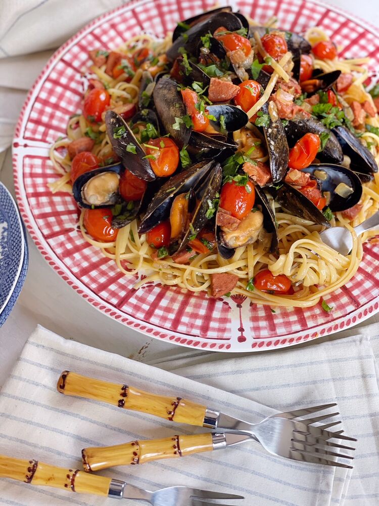 Tomato Chorizo Mussels with Linguine Recipe The Feedfeed