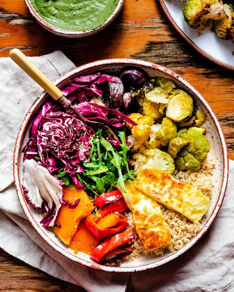 Quinoa Bowl with Halloumi and Roasted Veggies by marinadwright | Quick ...