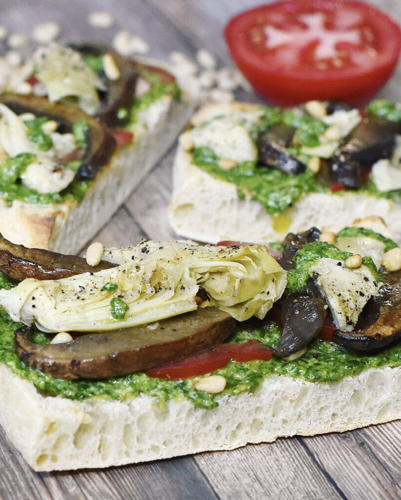 Roasted Portobello Mushroom And Artichoke Vegan Sandwiches With Basil Pesto Recipe The Feedfeed 3000