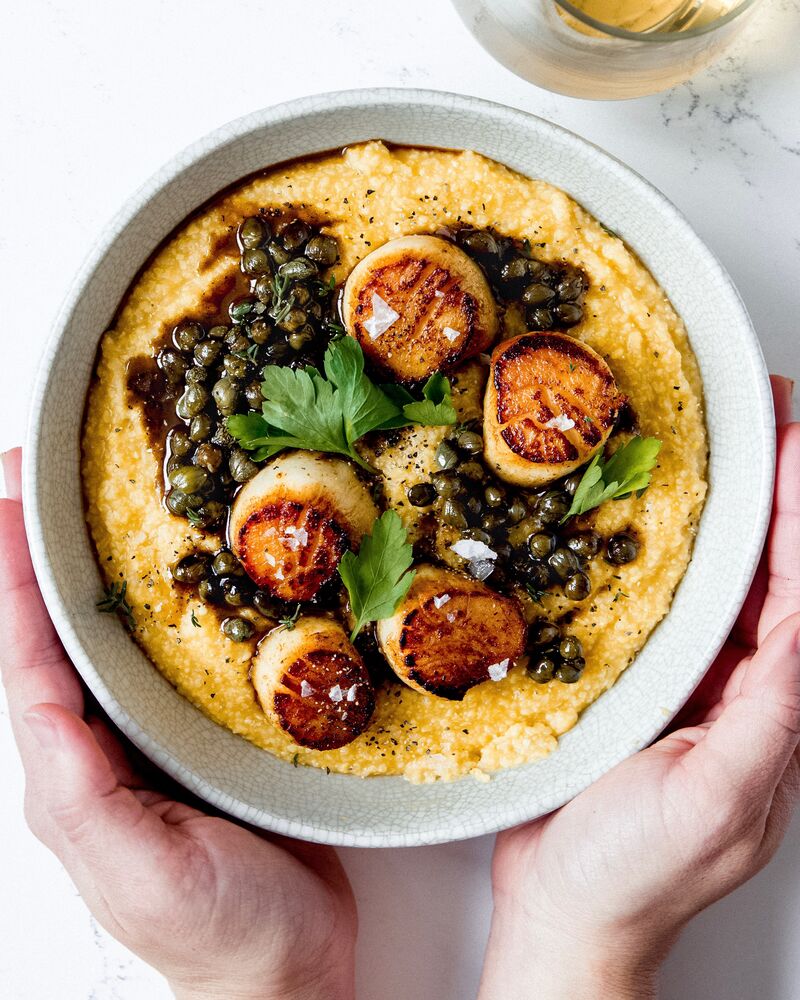 Lemon Caper Scallops with Creamy Polenta Recipe The Feedfeed