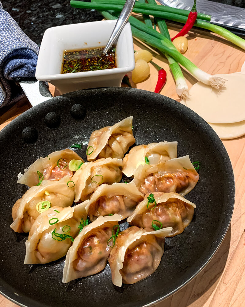 Pork & Cabbage Dumplings with Chili Dipping Sauce Recipe | The Feedfeed