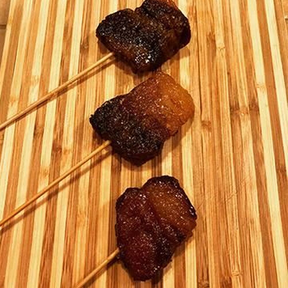 Maple Syrup Glazed Fullblood Wagyu Beef Bacon Lollipops by