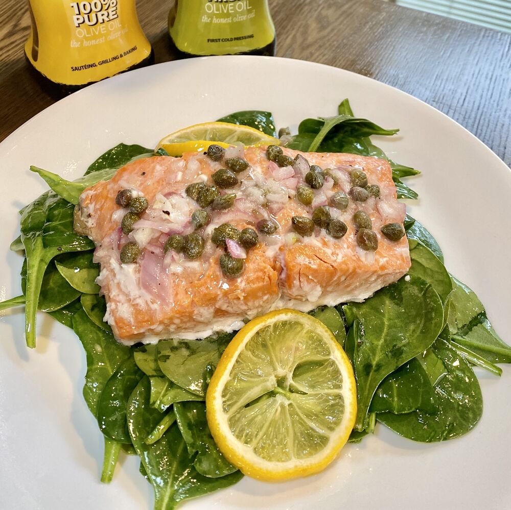 Easy Roasted Salmon Spinach Salad Recipe | The Feedfeed
