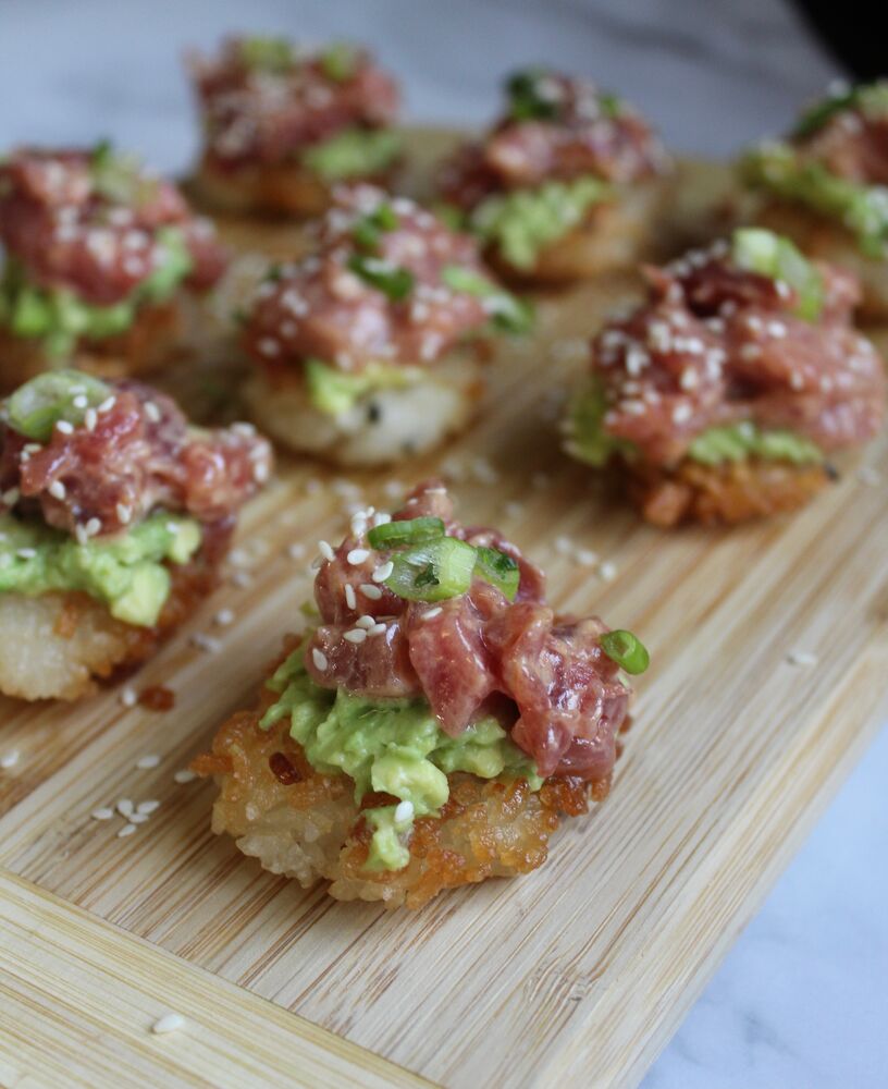 Spicy Tuna Topped Crispy Rice Patties Recipe The Feedfeed