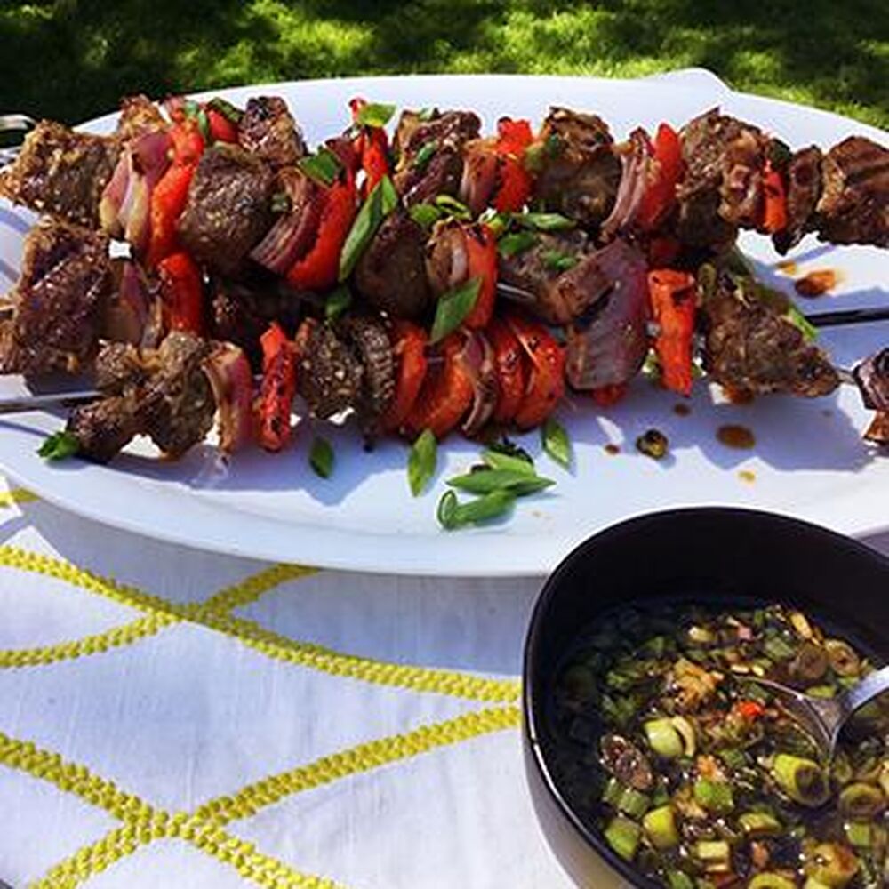 Grilled Wagyu Beef Kabobs with Coconut Lemongrass Marinade by