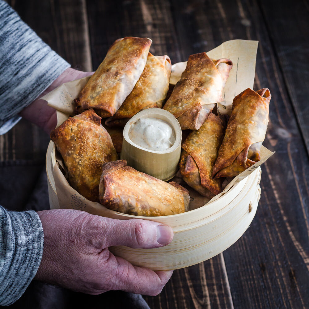 Air Fryer Vegan Egg Rolls with Garam Masala Yogurt Dipping Sauce Recipe