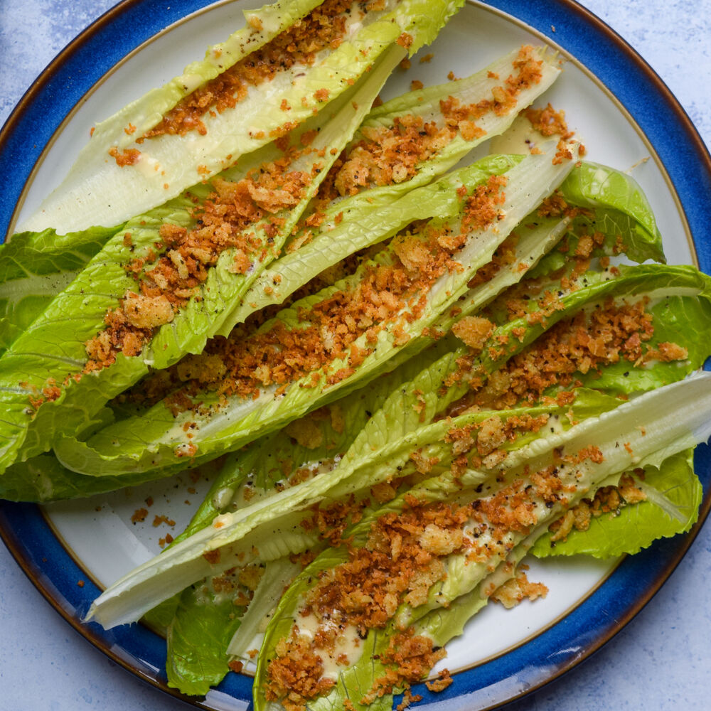 Caesar Salad Leaves with Homemade Garlic Breadcrumbs Recipe The Feedfeed