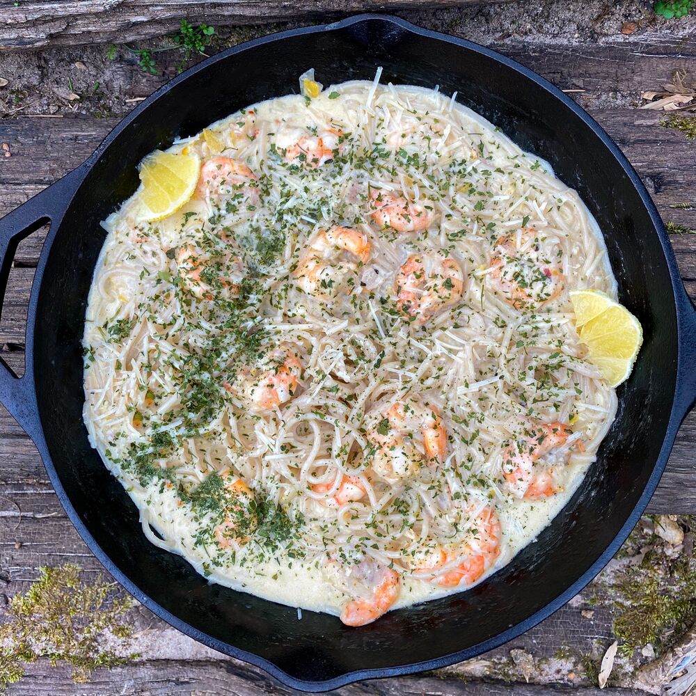 Creamy lemon garlic shrimp pasta Recipe | The Feedfeed