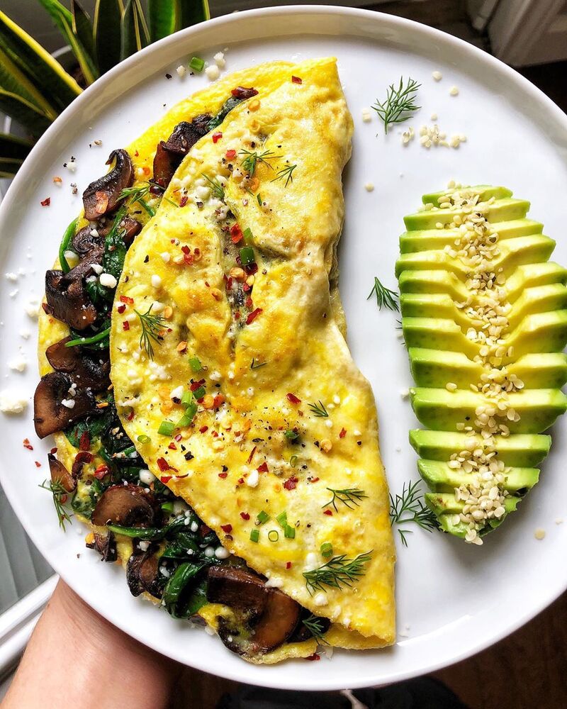 Mushroom and Spinach Omelette with Avocado Recipe | The Feedfeed