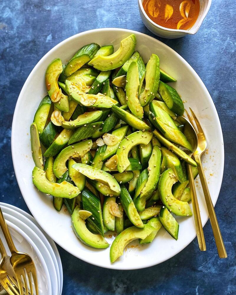 Spicy Cucumber Avocado Salad with Chili Garlic Vinaigrette Recipe The