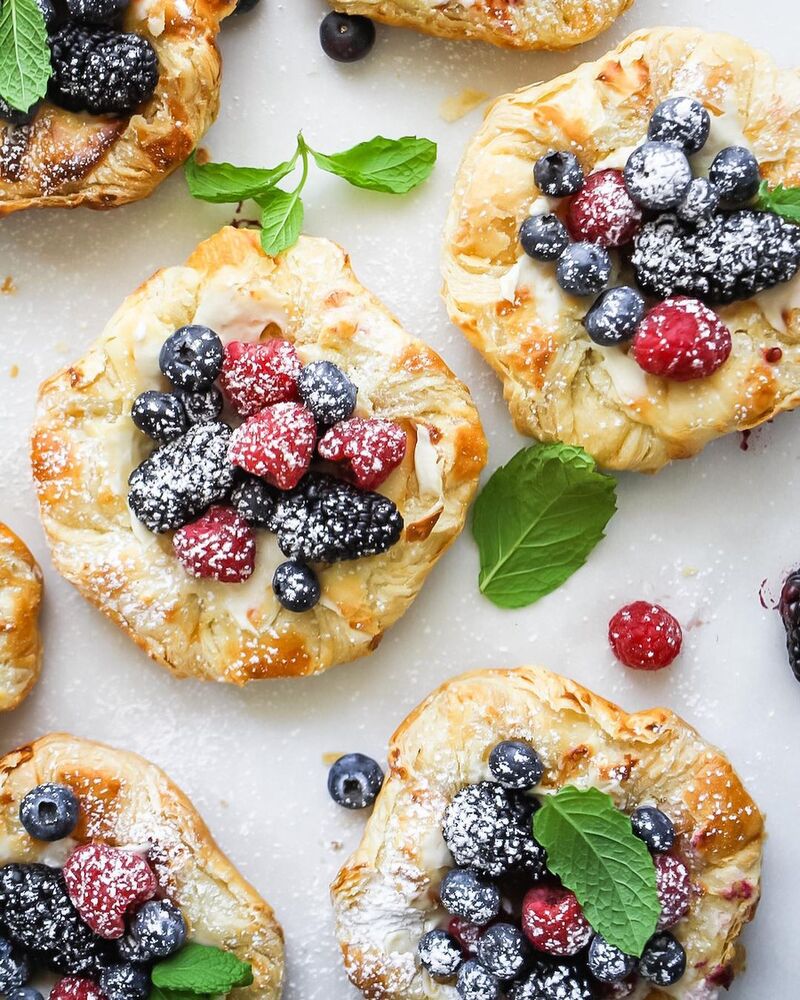 Triple Berry Cream Cheese Puff Pastry Tarts Recipe | The Feedfeed