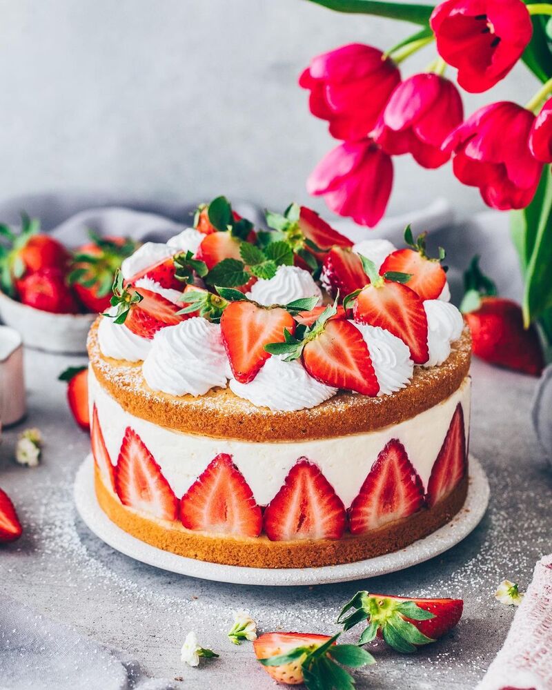 Vegan Strawberry and Cream Cake The Feedfeed