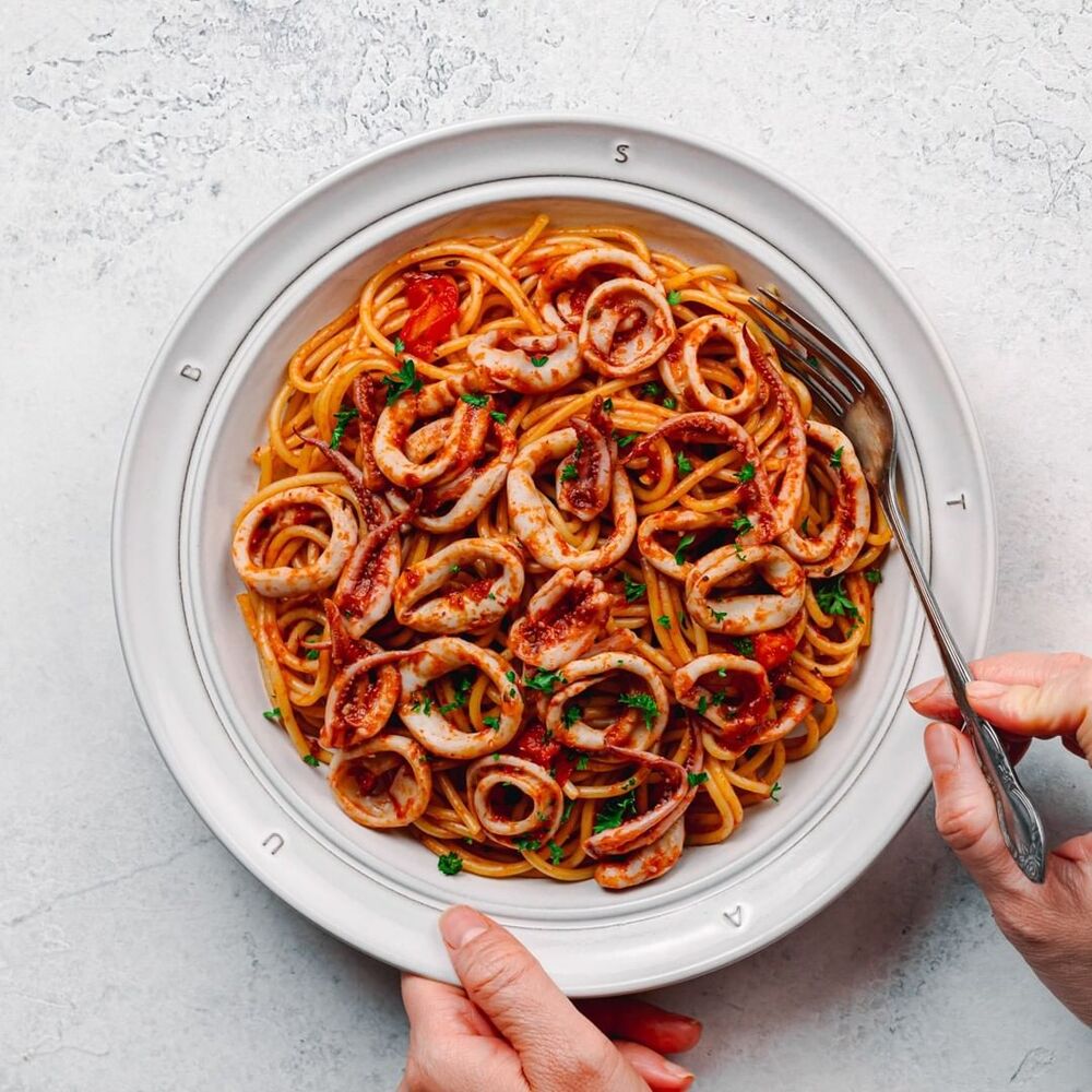 Squid Pasta with Marinara Sauce Recipe | The Feedfeed