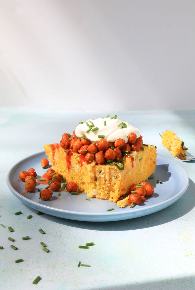 Gluten-Free Loaded Cornbread with BBQ Chickpeas