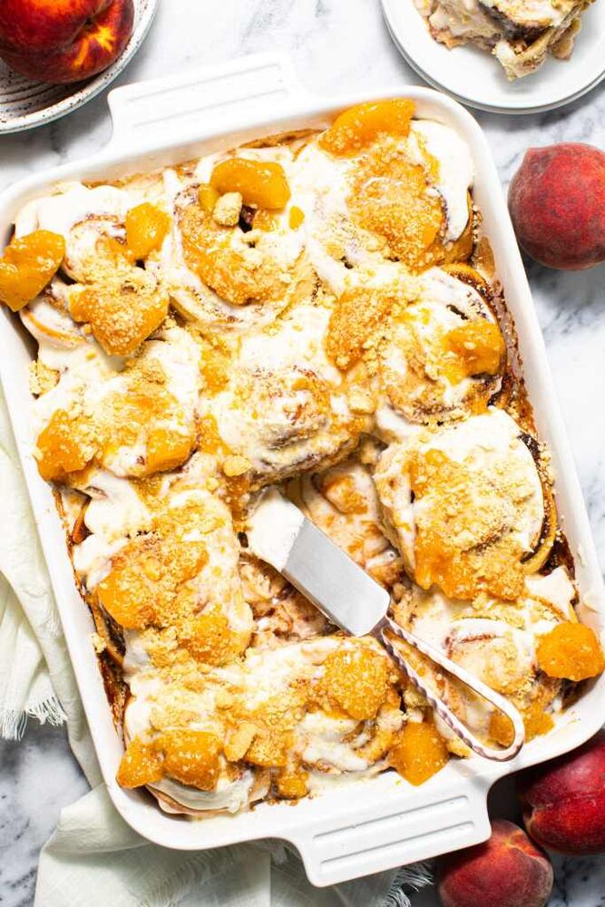 Peach Cobbler Cinnamon Rolls Recipe | The Feedfeed