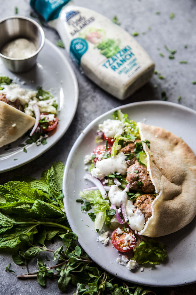 Chicken Meatball Pitas with Tzatziki Ranch Recipe The Feedfeed