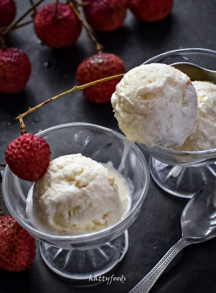 LITCHI ICE CREAM / ICE CREAM WITHOUT WHIPPING CREAM by hatty_foods
