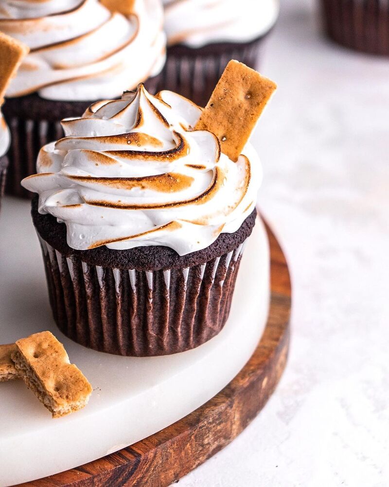S'more Stuffed Graham Cracker Cookie Butter Cupcake Recipe The Feedfeed