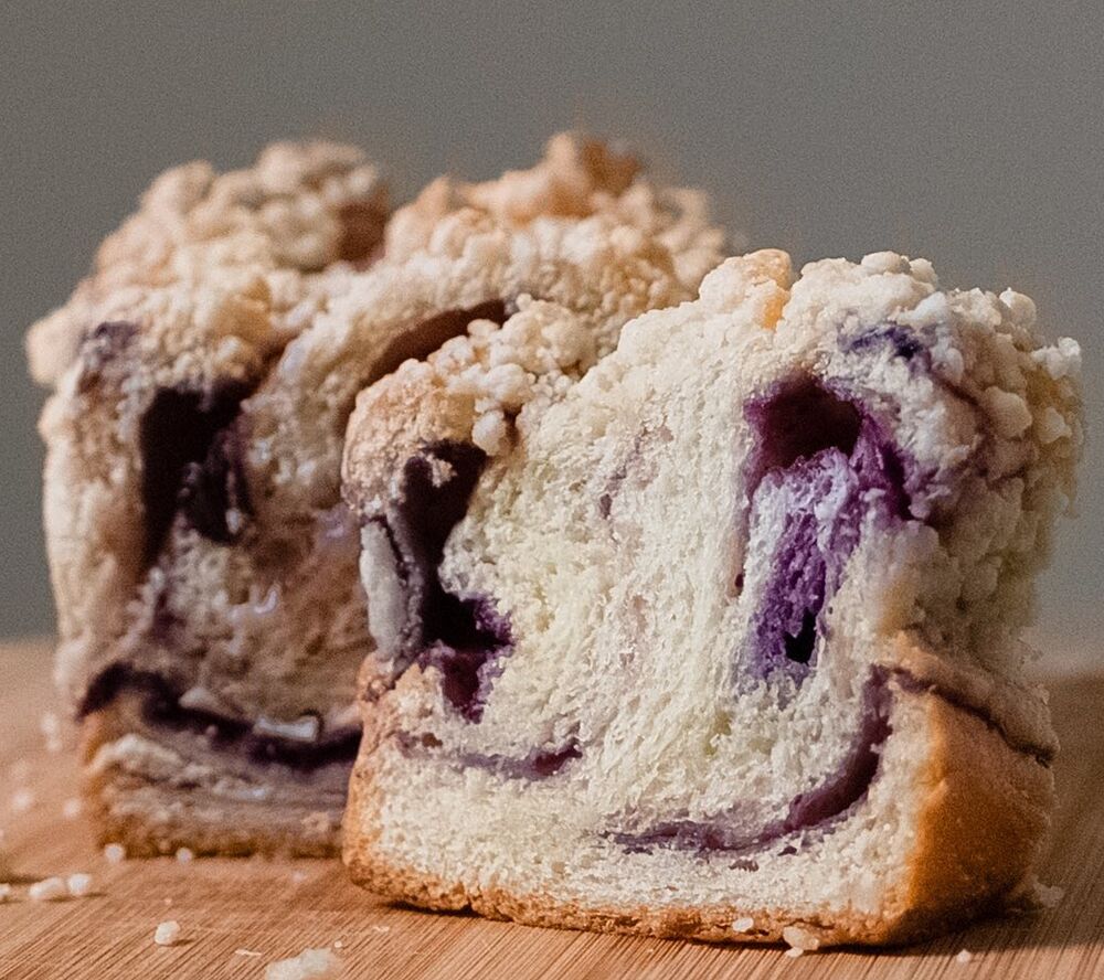 Blueberry lemon sourdough babka