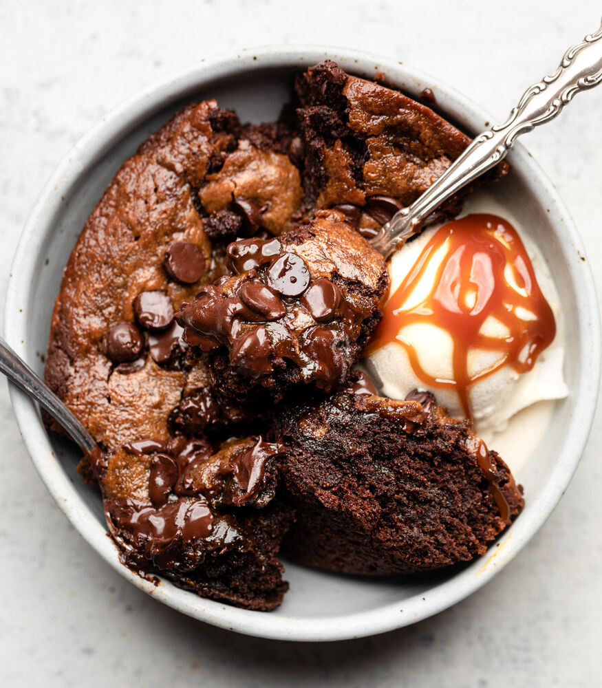 Chocolate Caramel Skillet Cookie - The Mindful Hapa