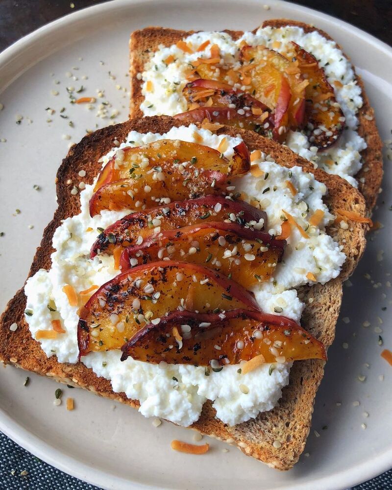 Peach and Cottage Cheese Toast Recipe | The Feedfeed