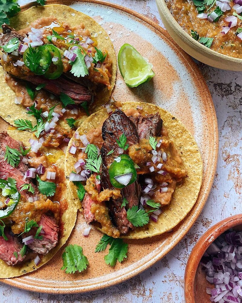 Steak and Refried Beans Tacos Recipe The Feedfeed