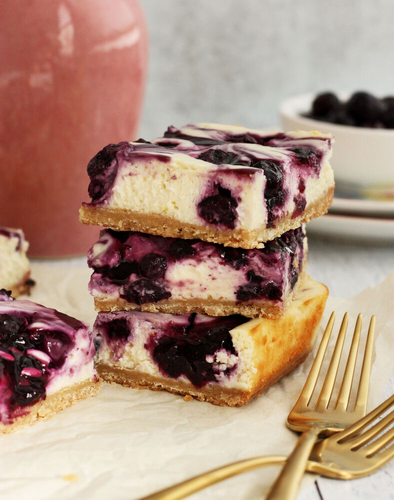 Blueberry Swirl White Chocolate Cheesecake Bars by scientificallysweet ...