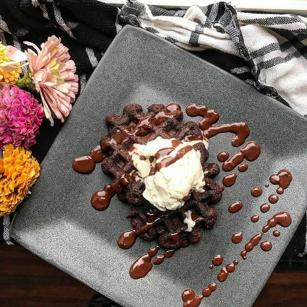 Brownie Stuffed Waffle a la Mode