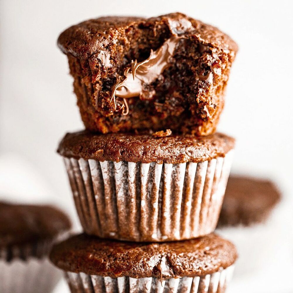 Chocolate Hazelnut Stuffed Chocolate Muffins by dashofdelightful ...