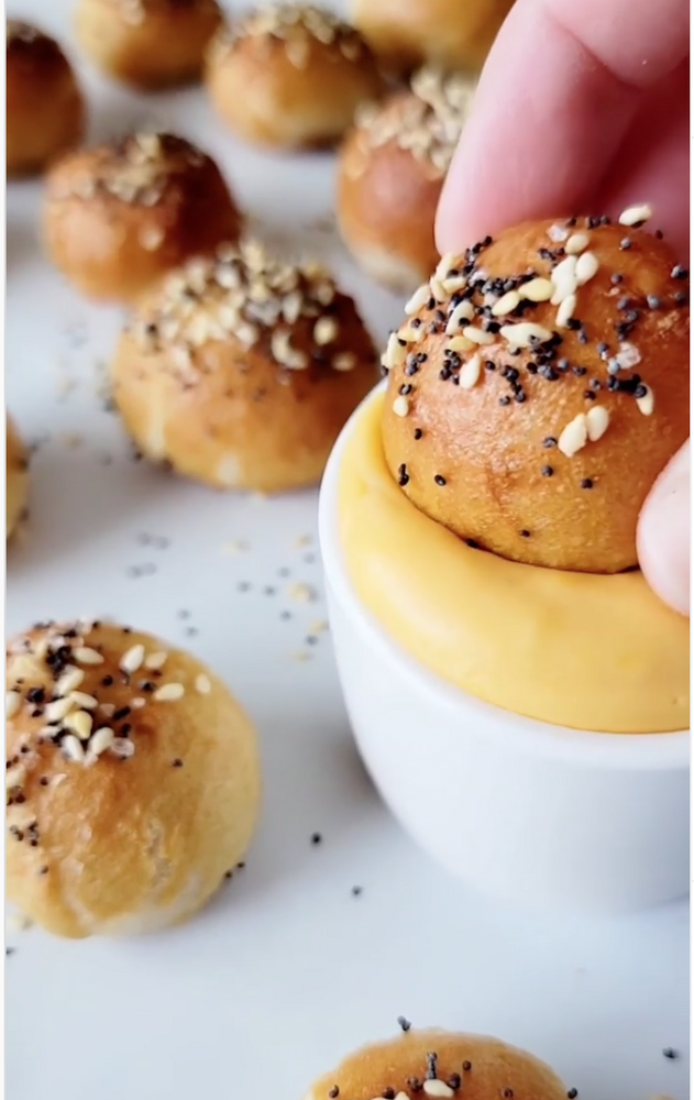 Everything Pretzel Bites with Cheddar Cheese Sauce Recipe The Feedfeed