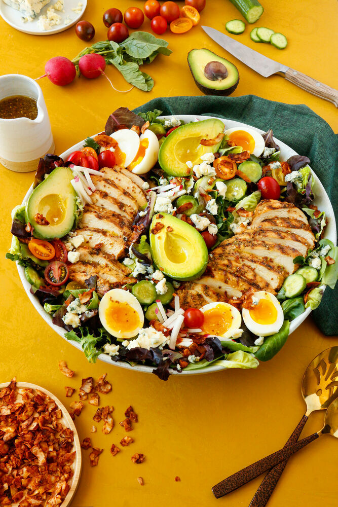 California Garlic Rubbed Grilled Chicken Cobb Salad | Video Recipe The ...