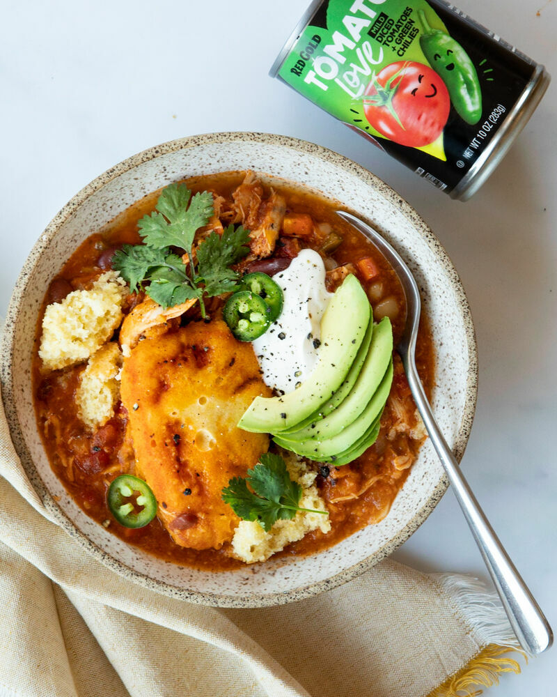 Chicken Chili with Cornbread Dumplings Video Recipe The Feedfeed