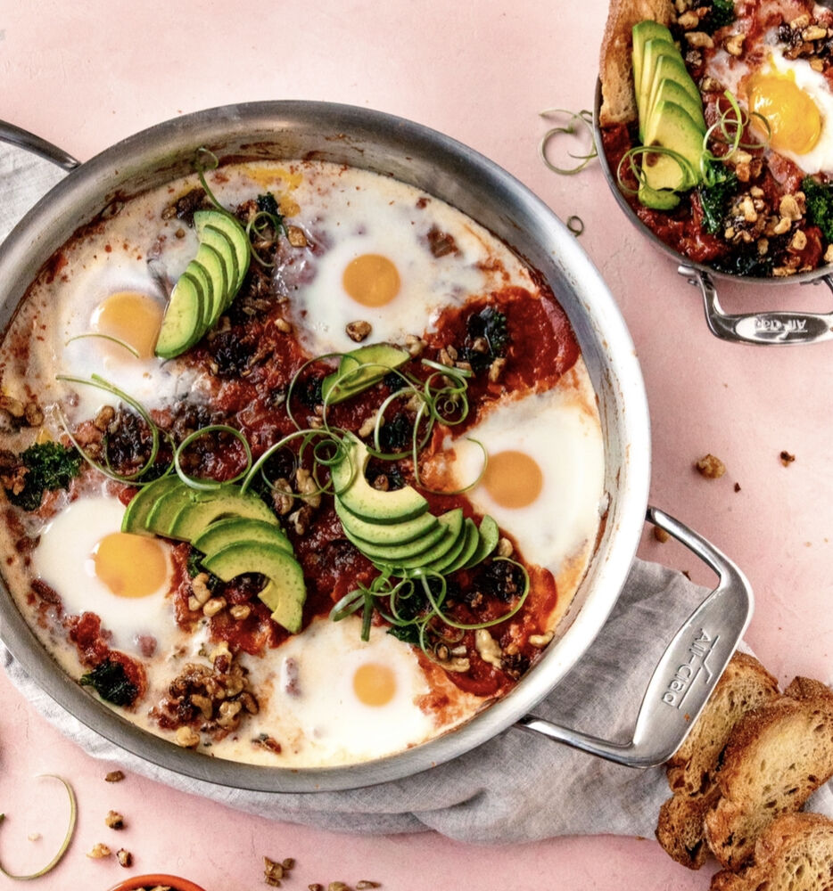 California Baked Eggs and Kale with Walnut-Date Relish by thefeedfeed ...