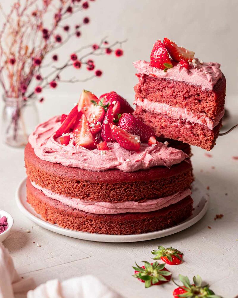 Vegan Strawberry Layered Cake The Feedfeed