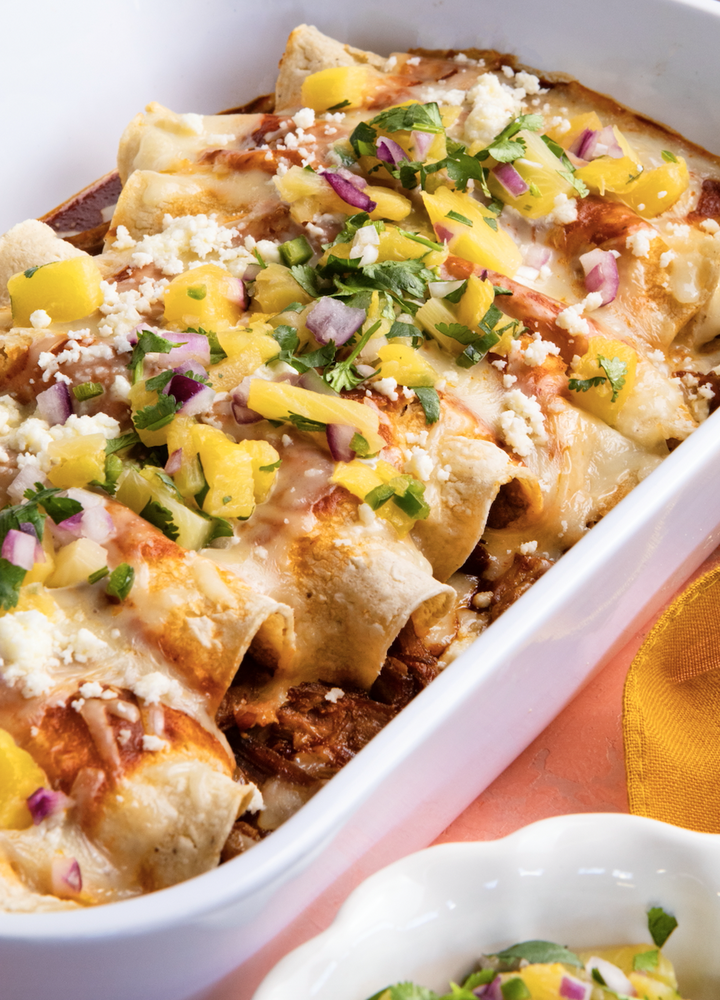 Braised Pork Enchiladas with Pineapple Salsa | The Feedfeed