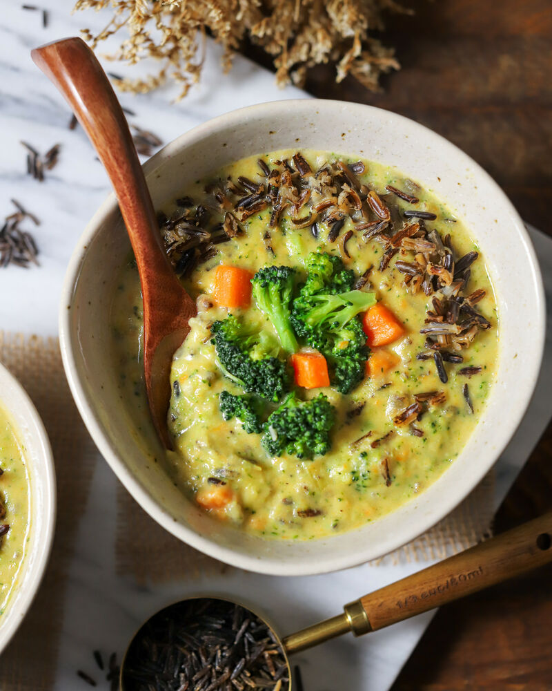 Vegan Broccoli, Cheese & Wild Rice Soup Recipe The Feedfeed