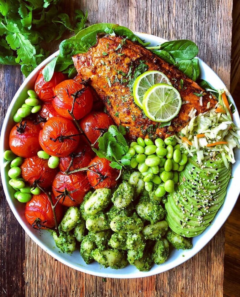 Chili Lime Salmon Bowl with Pesto Gnocchi-image