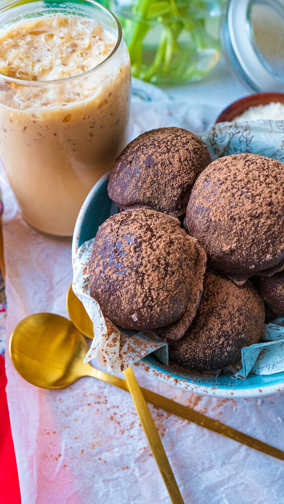 Chocolate covered coconutbanana balls by breadbakebeyond Quick