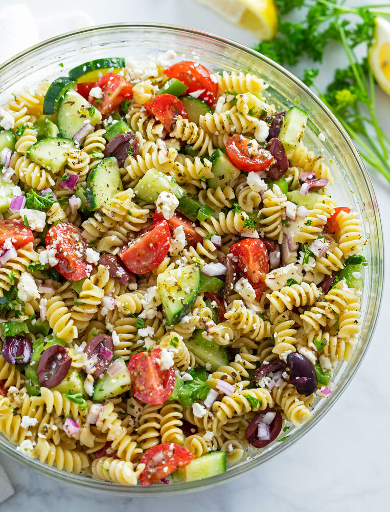 Greek Pasta Salad Recipe | The Feedfeed
