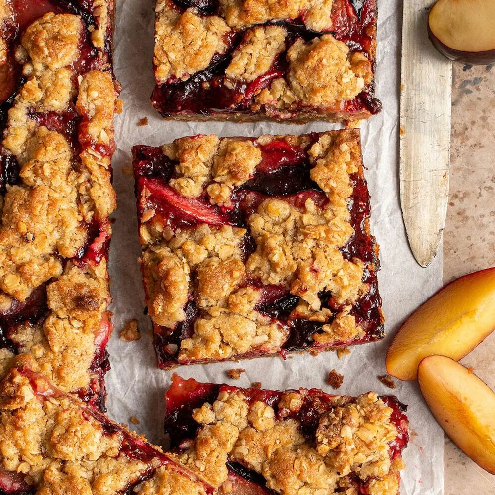 Plum Caramel Crumb Bars Recipe The Feedfeed