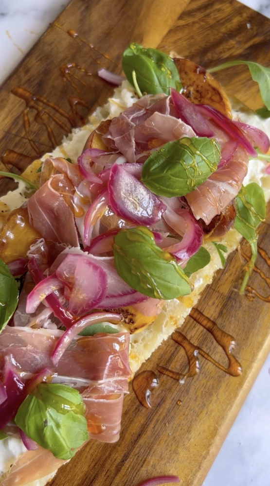 Focaccia Sandwich with Grilled Nectarine, Burrata, and Hot Honey Recipe The Feedfeed