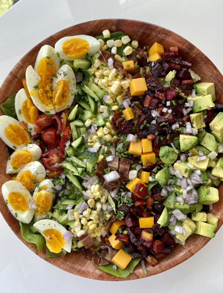 Spring Cobb Salad with Raspberry Vinaigrette Dressing - Fit Foodie