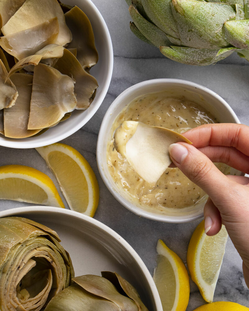 Braised Artichokes With Roasted Garlic Mayo Video Recipe The Feedfeed