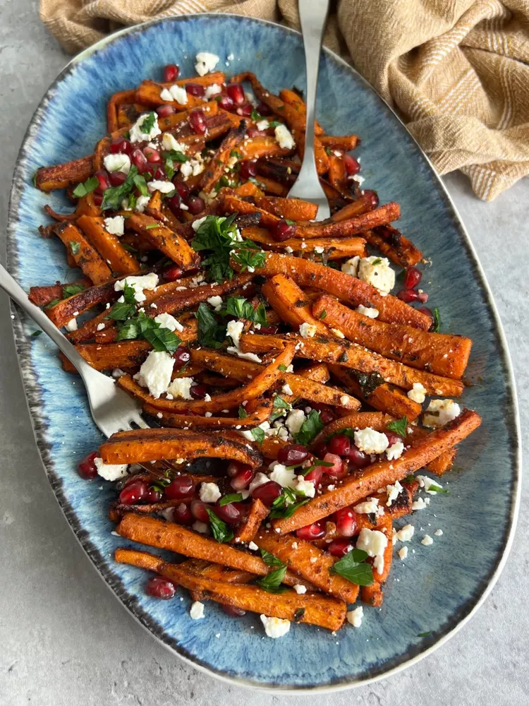 Mediterranean Air Fried Japanese Sweet Potato Fries with Yogurt